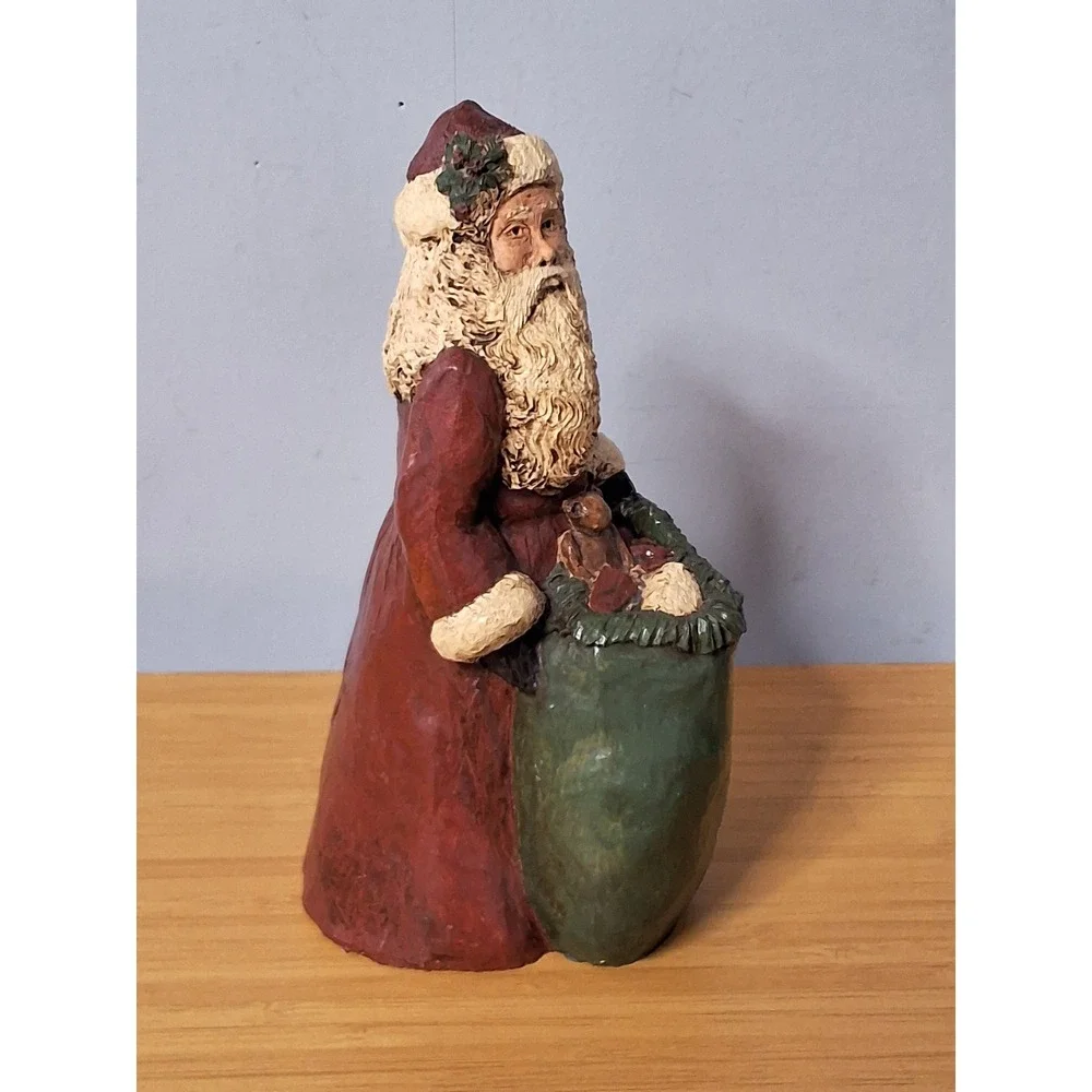 Vintage Betty Wolfe Signed Santa Claus Figurine Folk Art Christmas Decor 1994